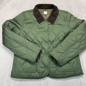 J. Crew Olive Quilted Puffer Jacket Size L